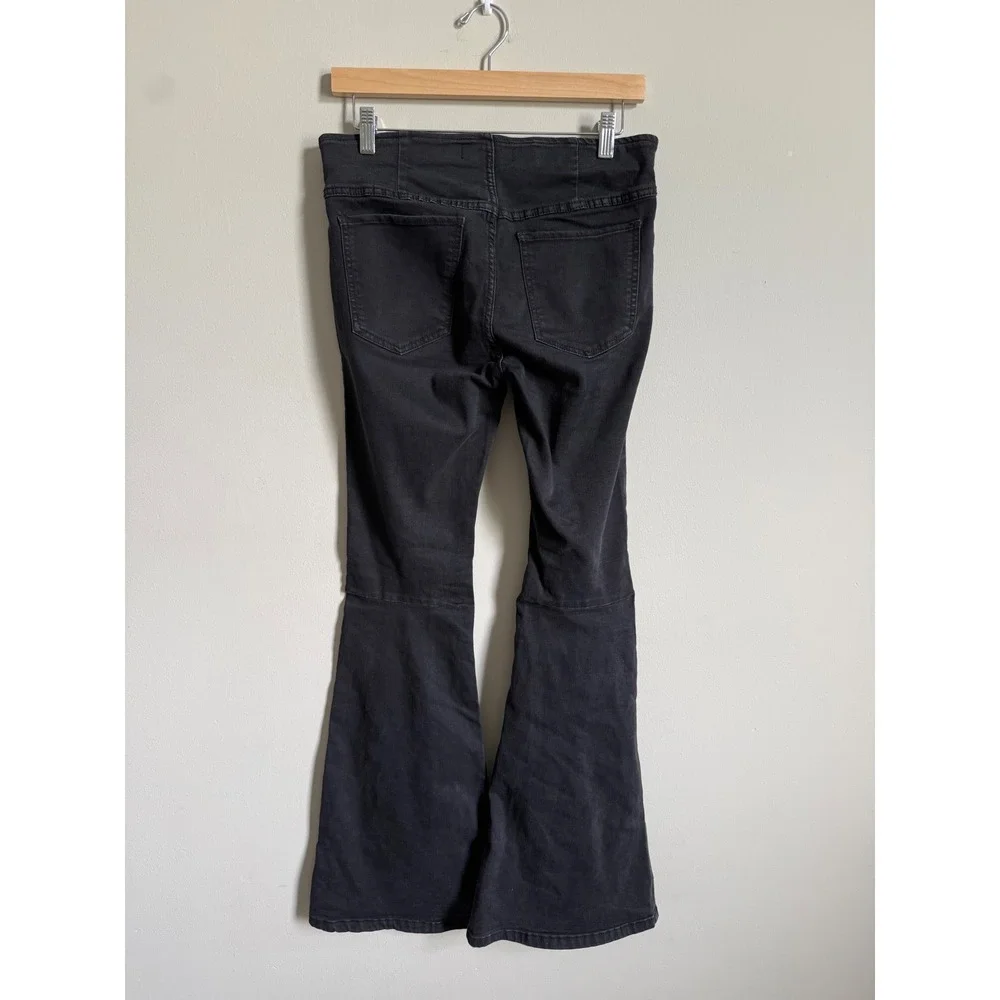 Free People We The Free Penny Pull On Flare Jeans Black Bell Bottom W28